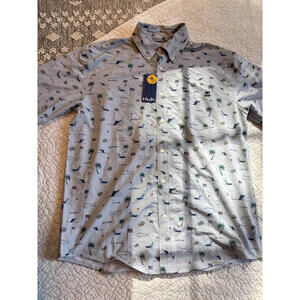 Huk‎ Men's Button-Up Shirt with Nautical Print Size Medium